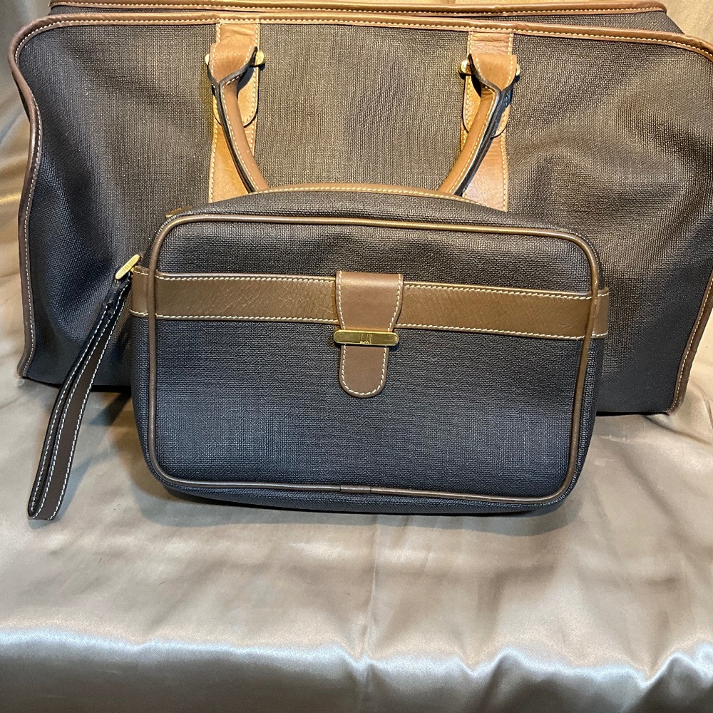 Dunhill travel/over night bag & Toiletry bag brown/tan 4-H10Ea